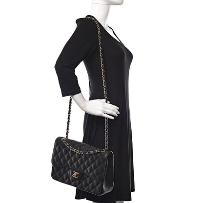 Chanel Caviar Quilted Jumbo Double Flap Black 2 of 17