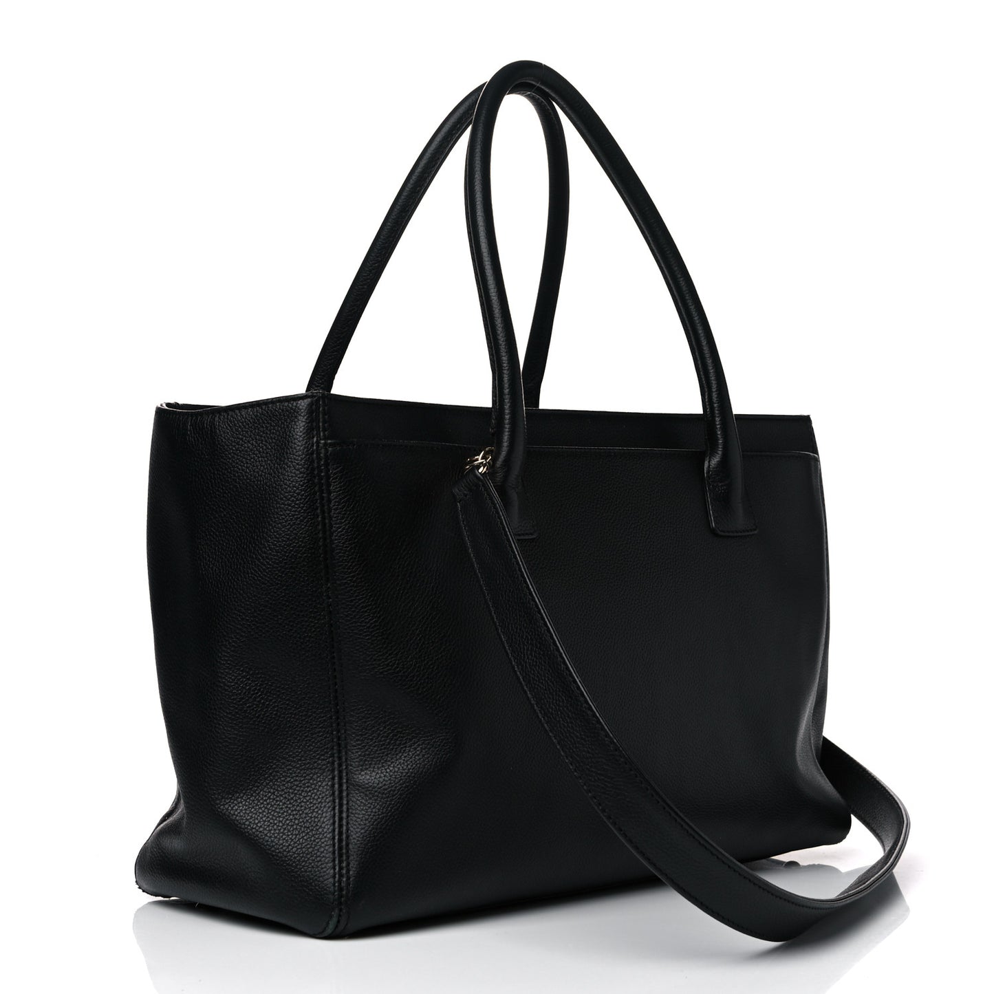 Calfskin Cerf Executive Shopper Tote Black