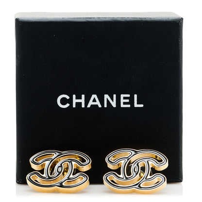 Chanel Metal Enamel CC Earrings Black Gold 5 of 5