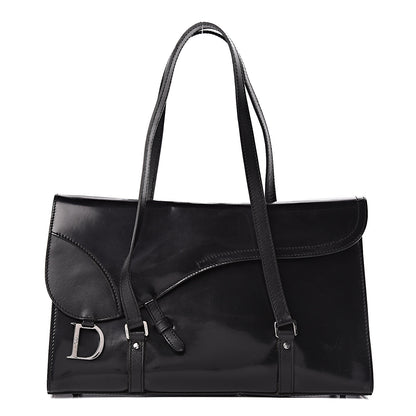 Christian Dior Glazed Calfskin Saddle Shopper Black 1 of 14