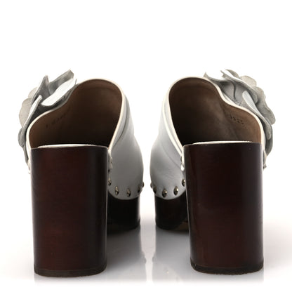 Chanel Calfskin Camellia Clogs 35 White 6 of 14
