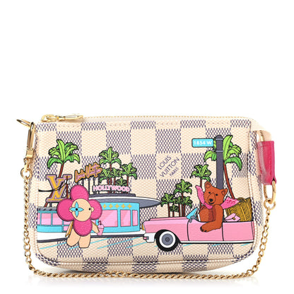 Louis Vuitton Damier Azur 2021 Christmas Animation Hollywood Mini Pochette Accessories Fuchsia 1 of 7