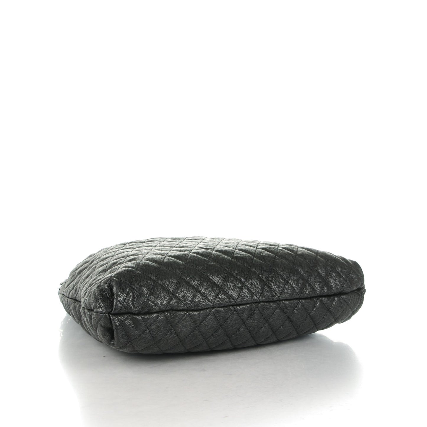 Distressed Glazed Caviar Quilted Large Elastic Tote Black