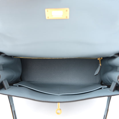 Hermes Evercolor Kelly Retourne 28 Bleu Lin 5 of 11