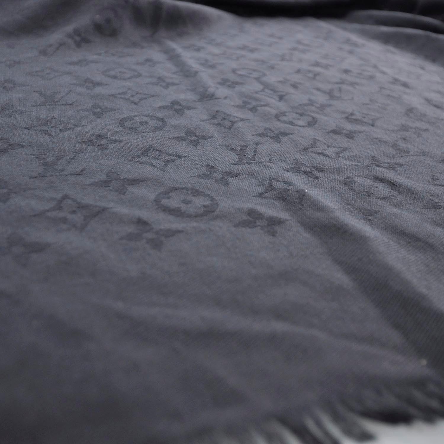 Louis Vuitton Silk Wool Monogram Shawl Black 5 of 5