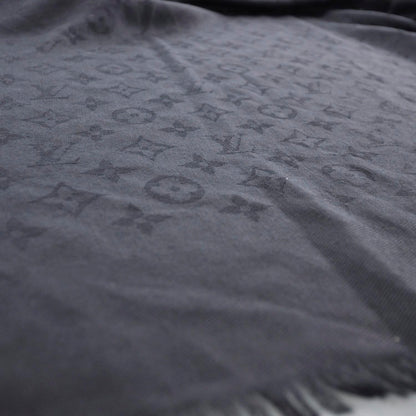 Louis Vuitton Silk Wool Monogram Shawl Black 5 of 5