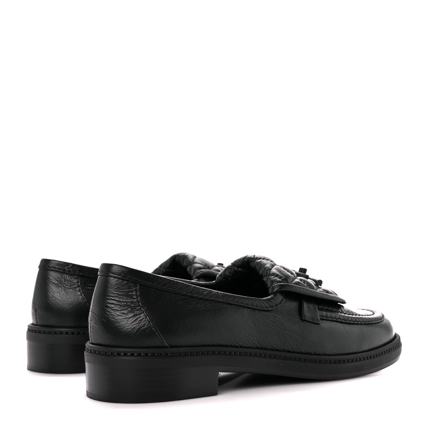 Chanel Crumpled Shiny Lambskin Quilted CC Turnlock Loafers 40 So Black 4 of 9
