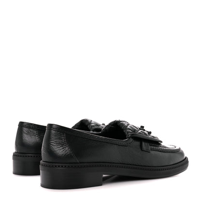 Chanel Crumpled Shiny Lambskin Quilted CC Turnlock Loafers 40 So Black 4 of 9