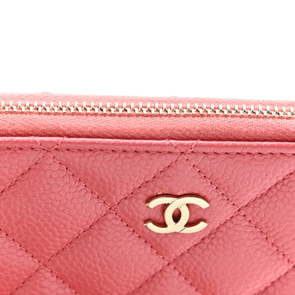 Chanel Caviar Quilted Medium Zip Around Wallet Pink 9 of 10
