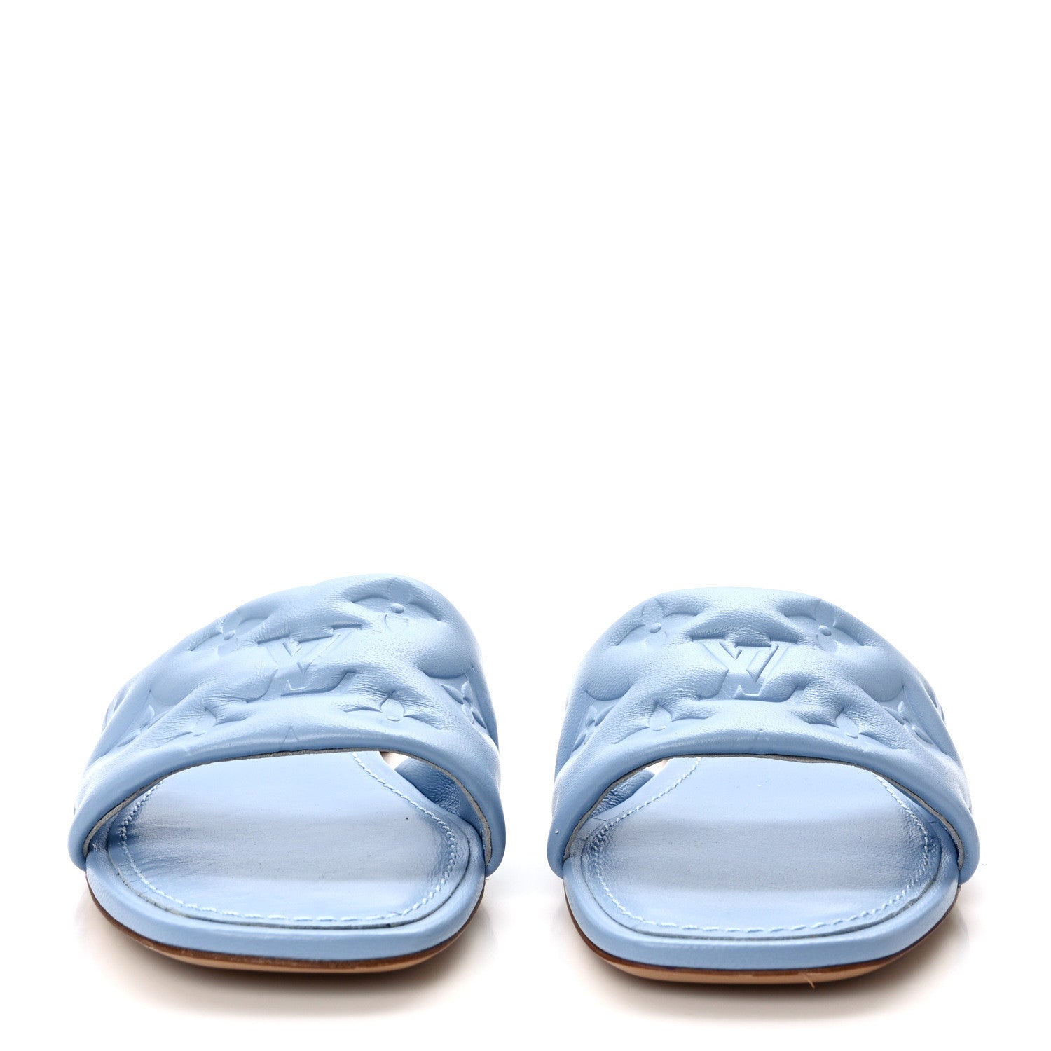 Louis Vuitton Lambskin Embossed Monogram Revival Flat Mules 37 Light Blue 2 of 8