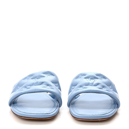 Louis Vuitton Lambskin Embossed Monogram Revival Flat Mules 37 Light Blue 2 of 8