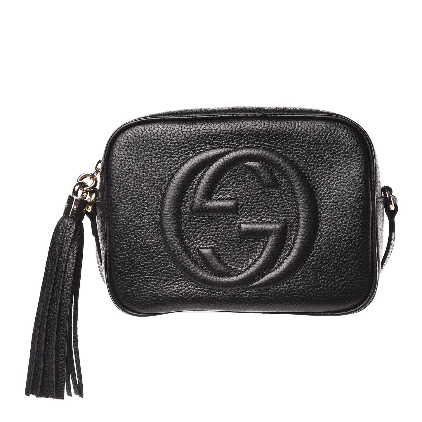 Pebbled Calfskin Small Soho Disco Bag Black