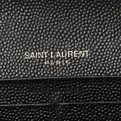 Saint Laurent Grain De Poudre Matelasse Chevron Monogram Flap Wallet Black 6 of 14