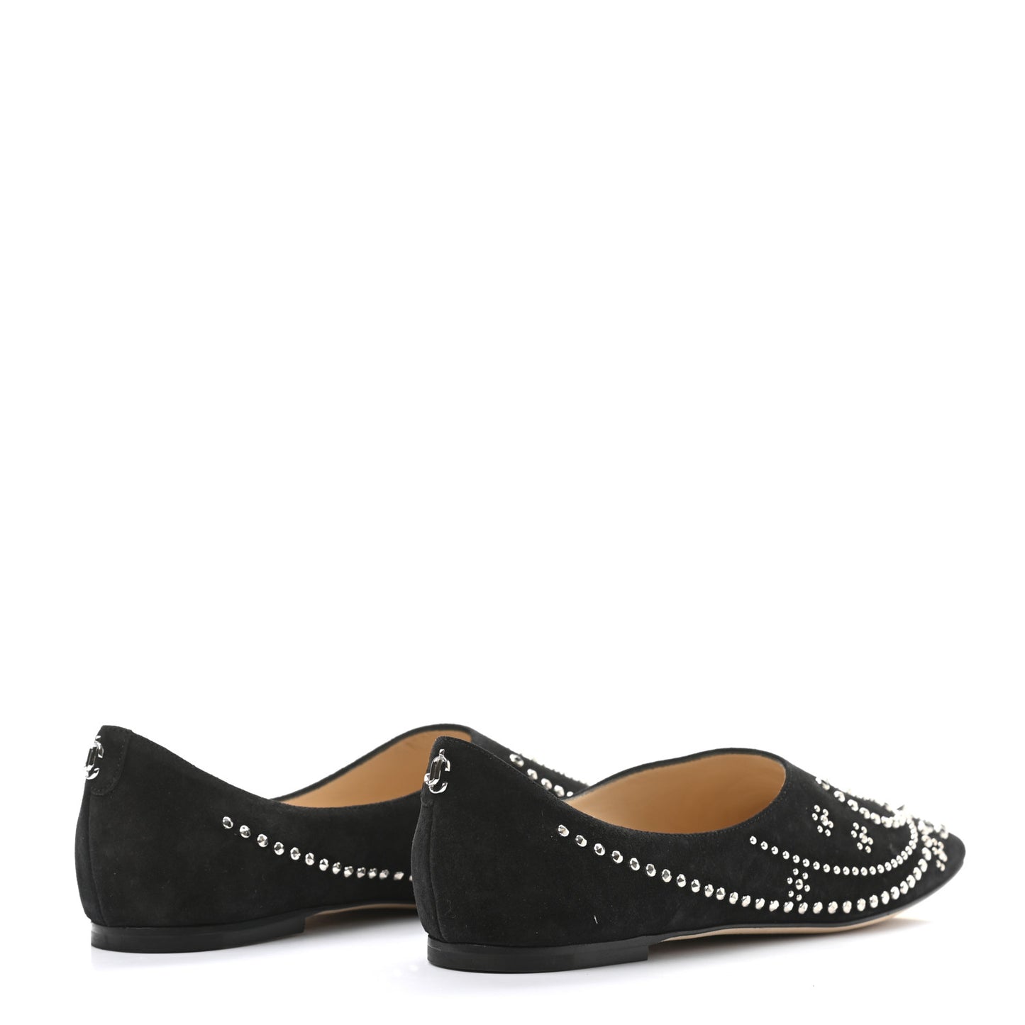Suede Floral Studded Joselyn Flat 37.5 Black Silver