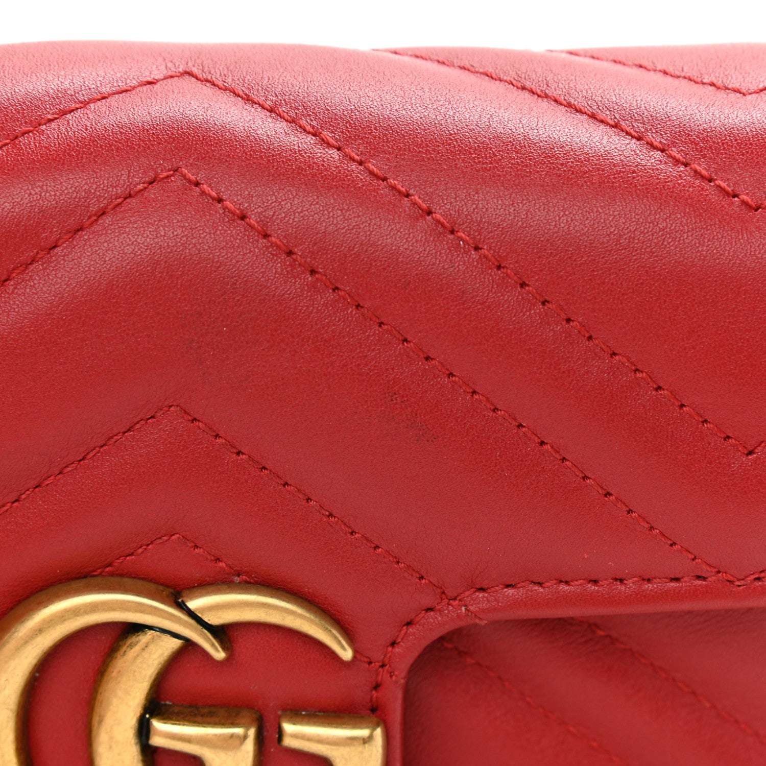 Gucci Calfskin Matelasse Super Mini GG Marmont Shoulder Bag Hibiscus Red 11 of 12