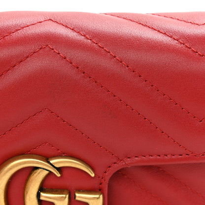 Gucci Calfskin Matelasse Super Mini GG Marmont Shoulder Bag Hibiscus Red 11 of 12