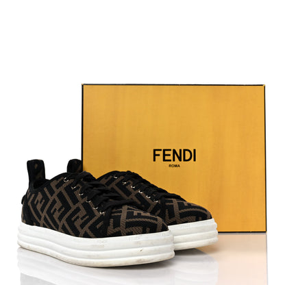 Fendi Fabric FF Micro-Perforated Rise Low Top Sneakers 36.5 Tobacco Black 14 of 14