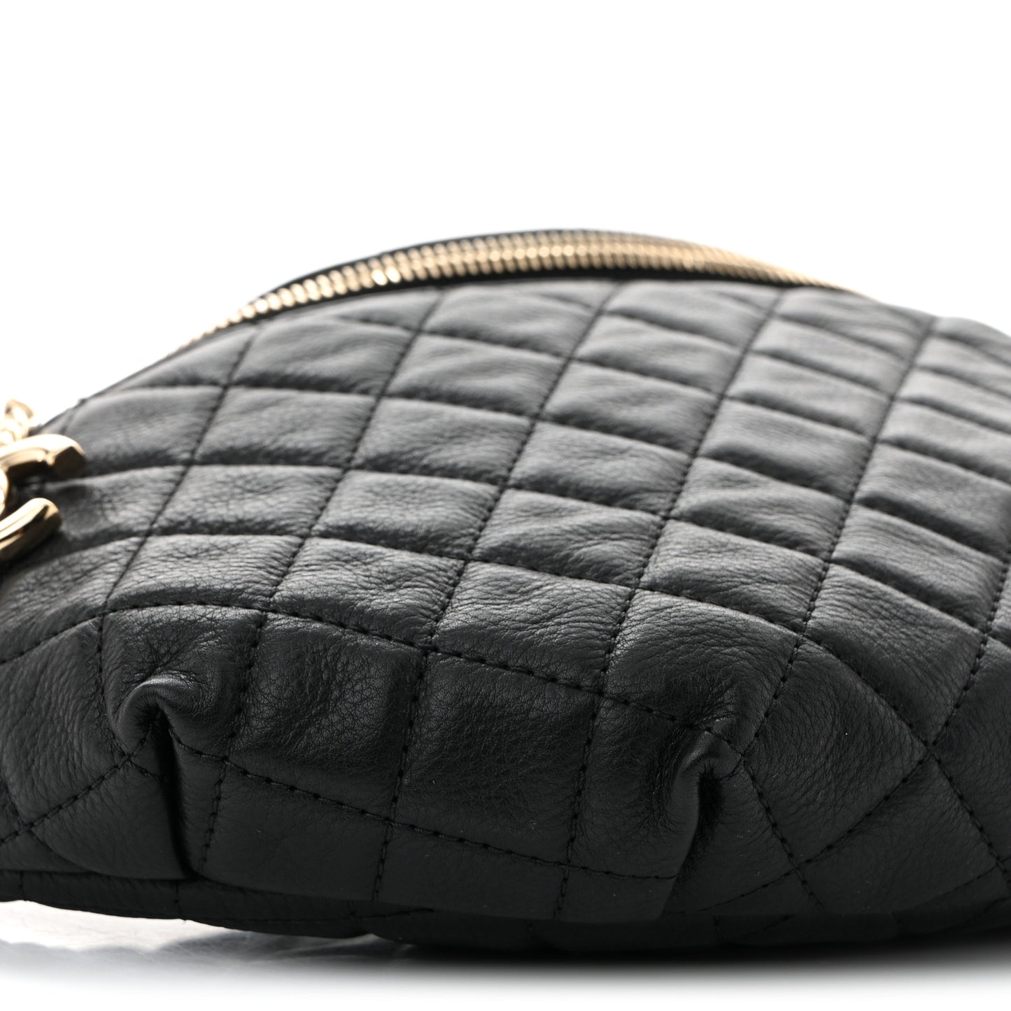 Calfskin Quilted Banane Waist Bag Fanny Pack Black