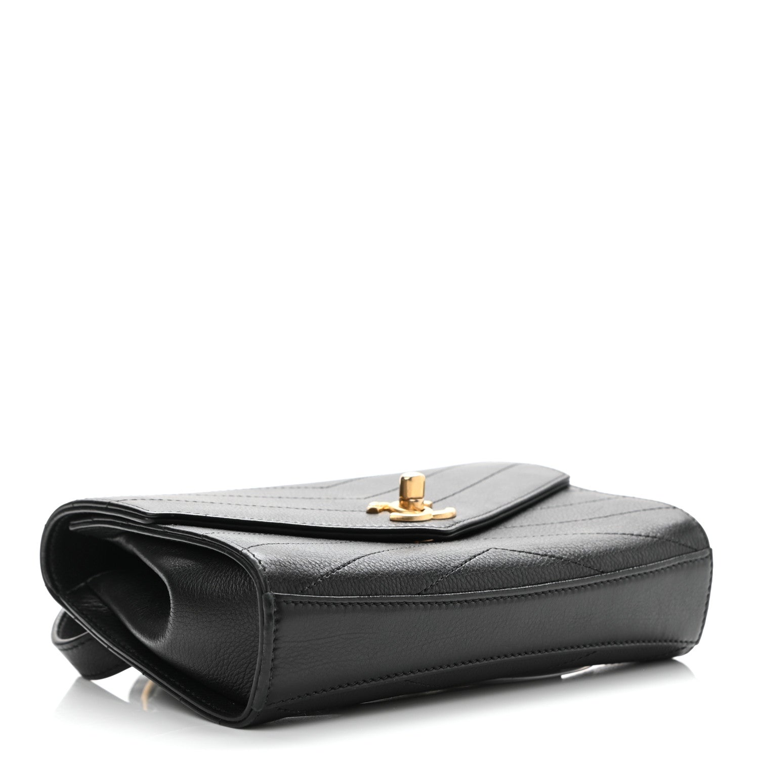 Chanel Calfskin Chevron Stitched Coco Waist Bag Black 4 of 10