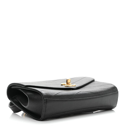 Chanel Calfskin Chevron Stitched Coco Waist Bag Black 4 of 10