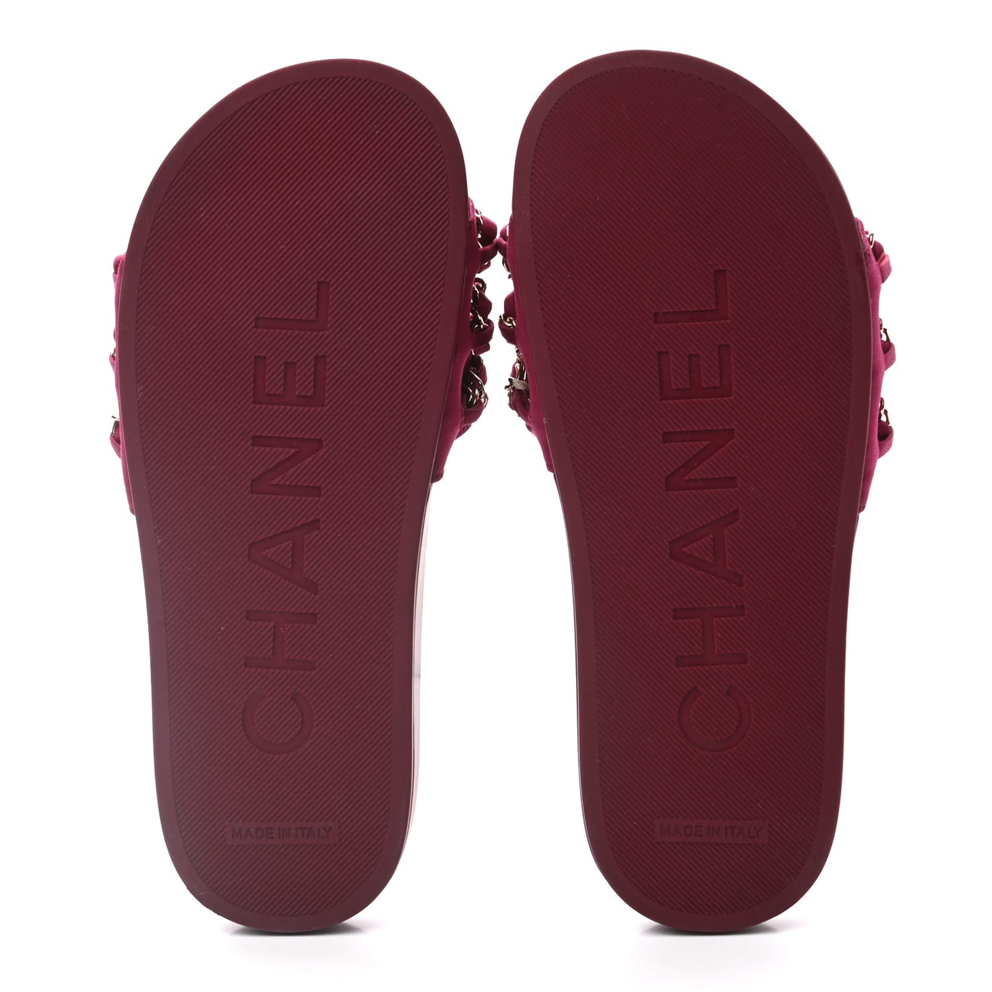 Satin Chain Flat Sandals 35 Dark Fuchsia