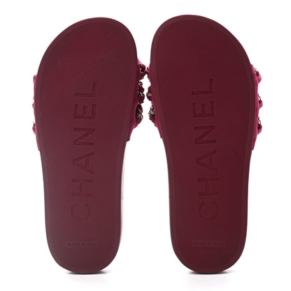 Chanel Satin Chain Flat Sandals 35 Dark Fuchsia 5 of 9