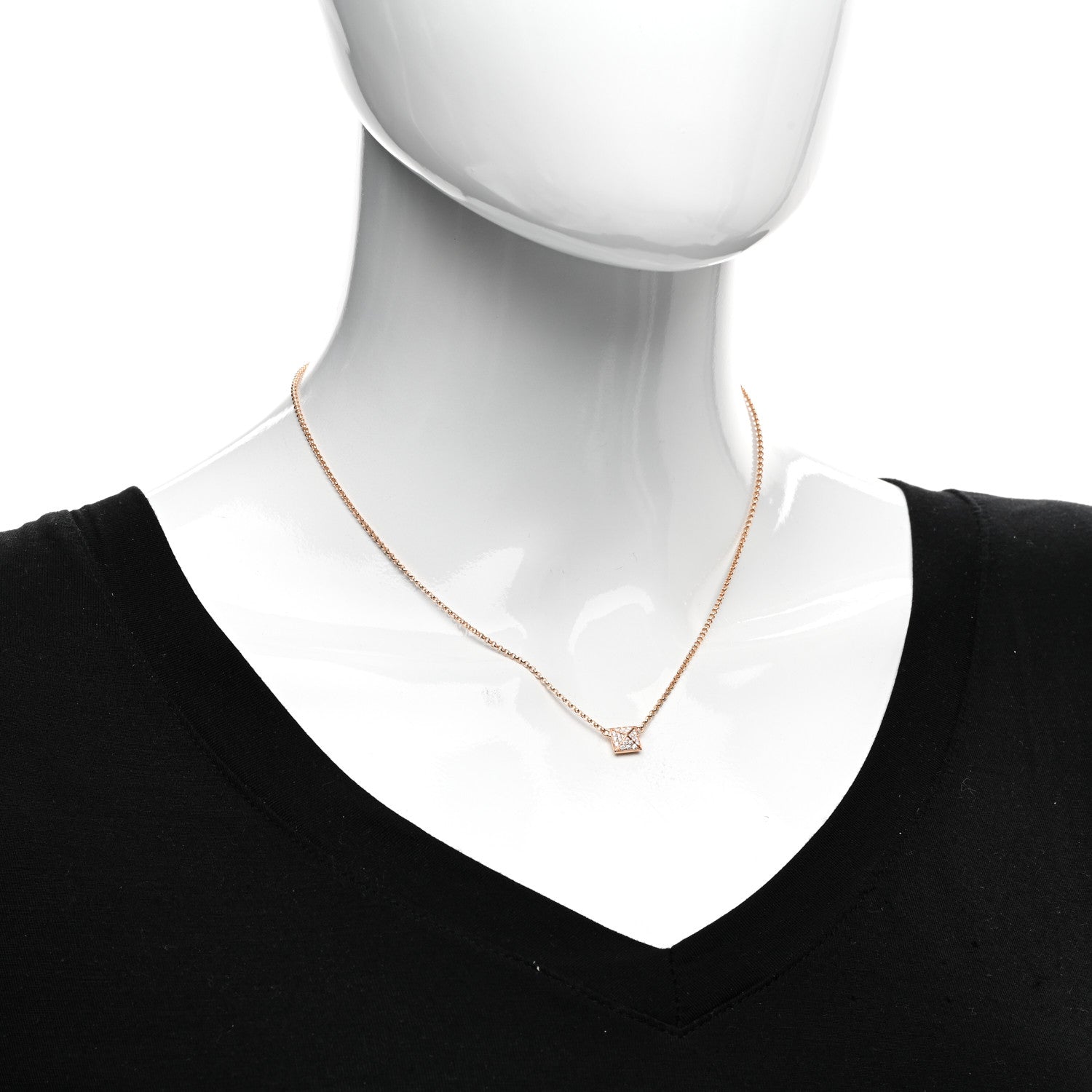 Hermes 18K Rose Gold Diamond Clou d'H Pendant Necklace 2 of 4