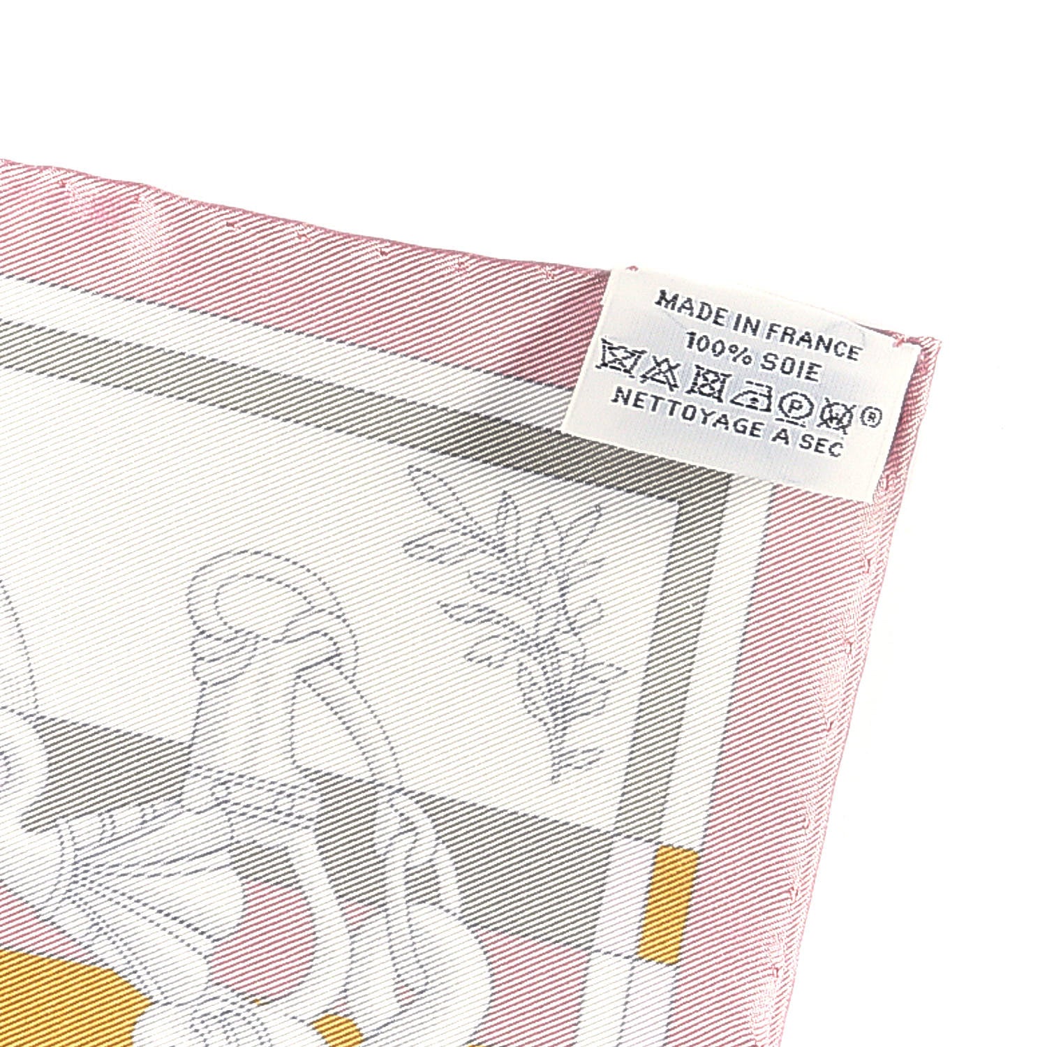 Hermes Silk Della Cavalleria Pocket Square Scarf Vieux Rose Beige 3 of 3