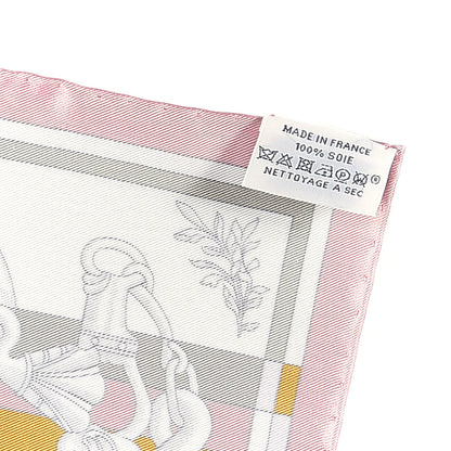 Hermes Silk Della Cavalleria Pocket Square Scarf Vieux Rose Beige 3 of 3
