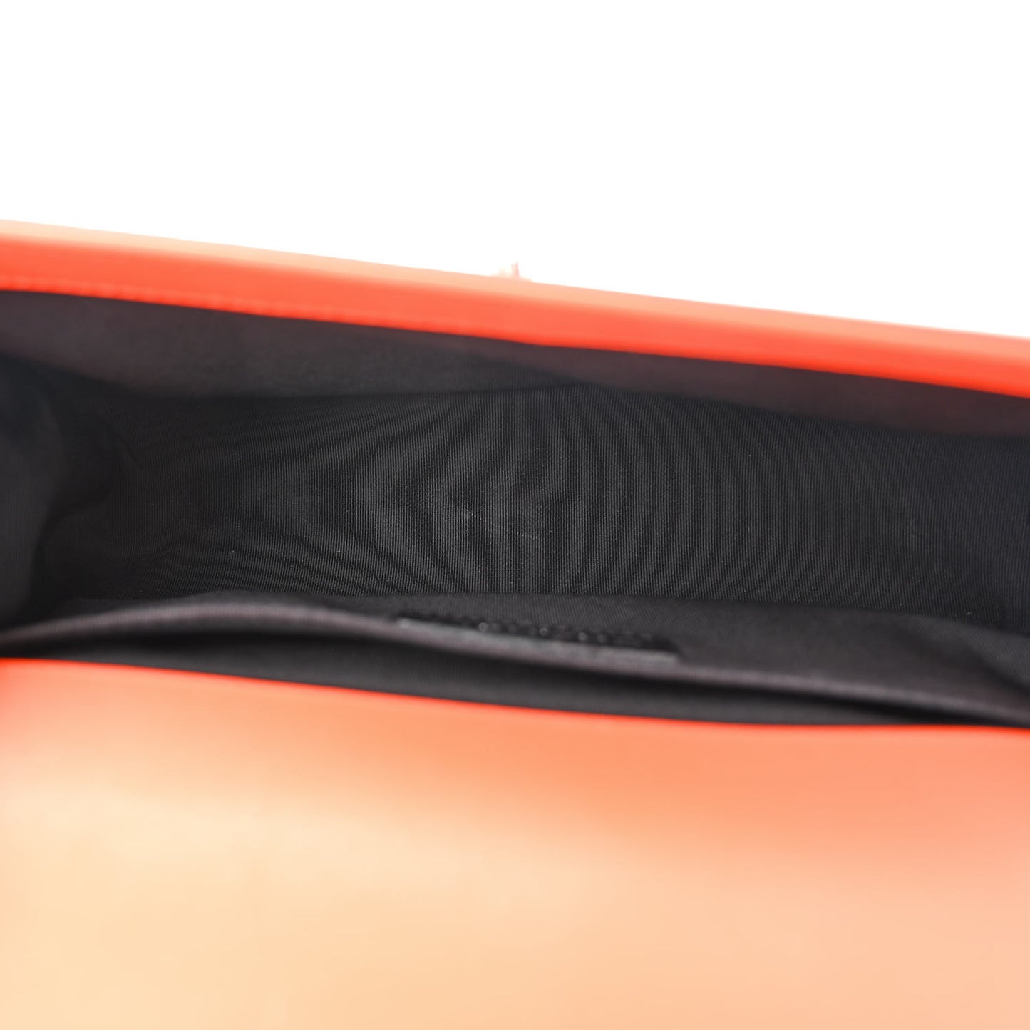 Patent Calfskin Quilted Medium Plexiglass Boy Flap Orange