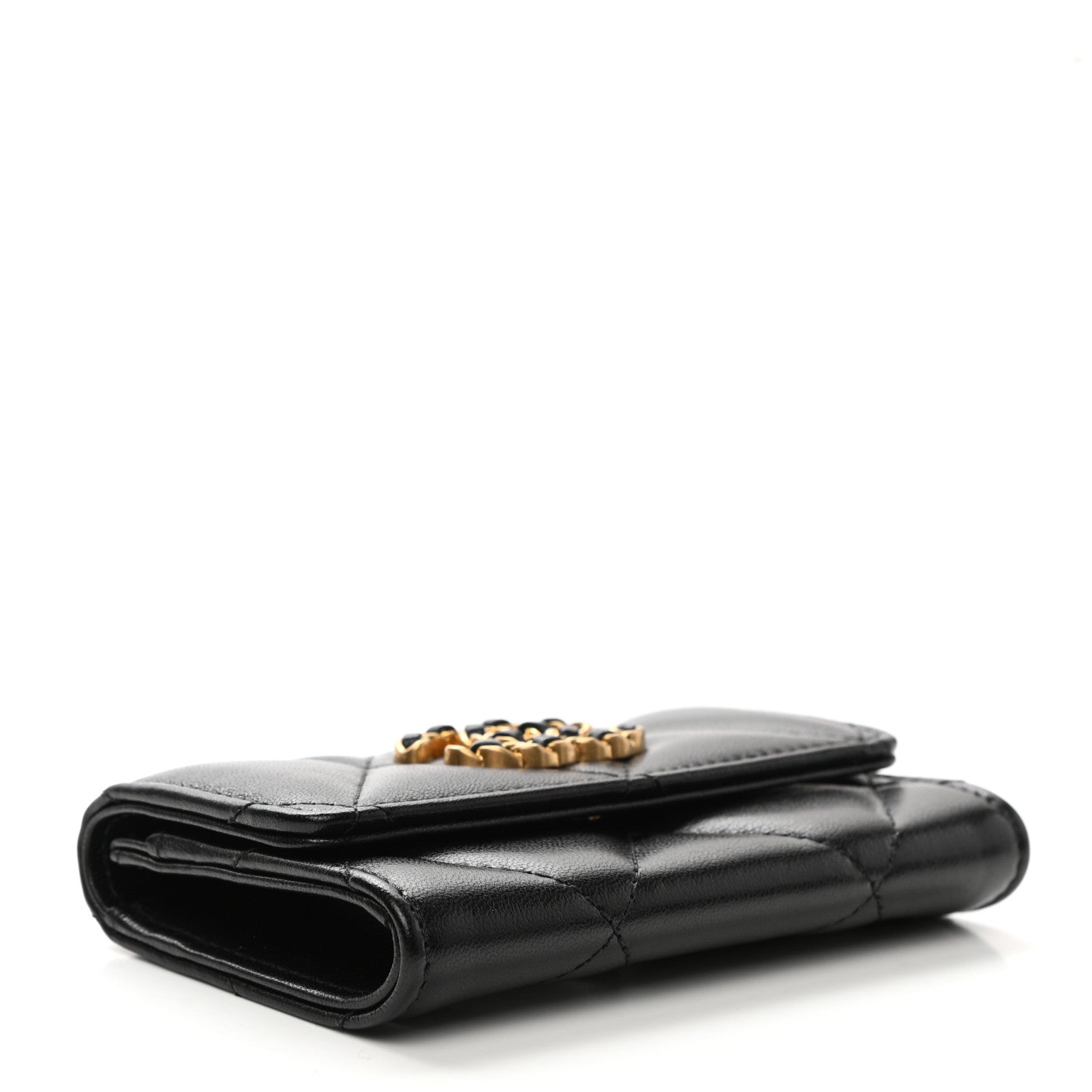 Chanel Lambskin Quilted Chanel 19 Flap Card Holder Black 4 of 9
