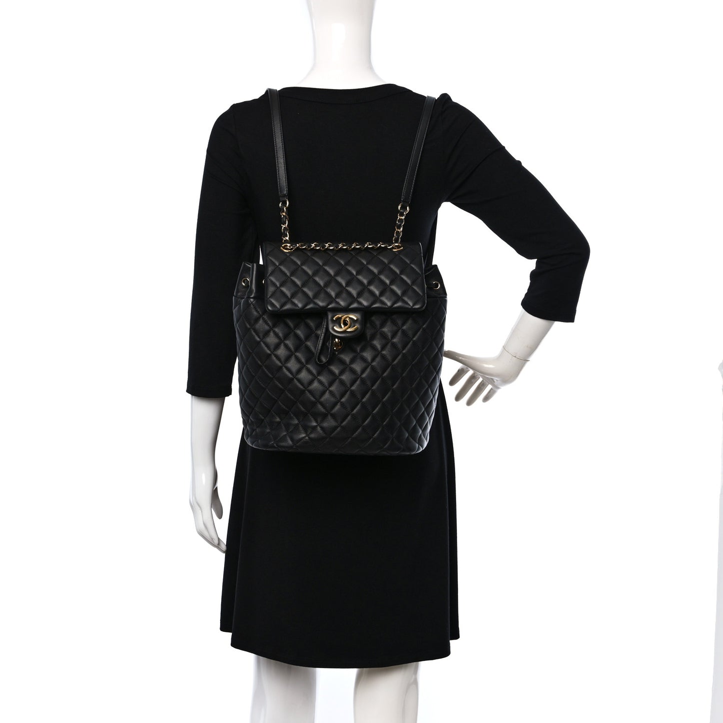 Lambskin Quilted Large Urban Spirit Backpack Black