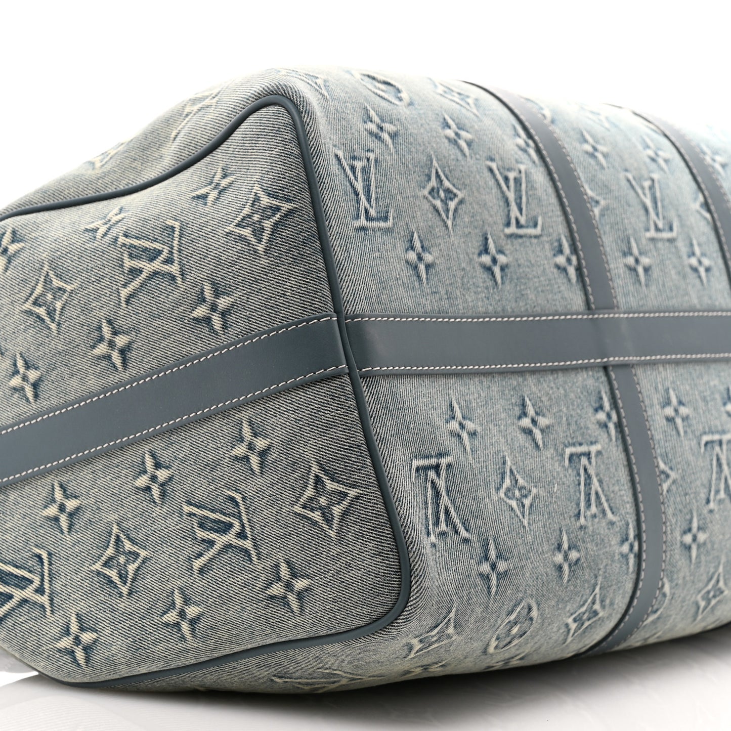 Monogram Washed Denim Keepall Bandouliere 50 Blue