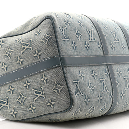 Louis Vuitton Monogram Washed Denim Keepall Bandouliere 50 Blue 7 of 8