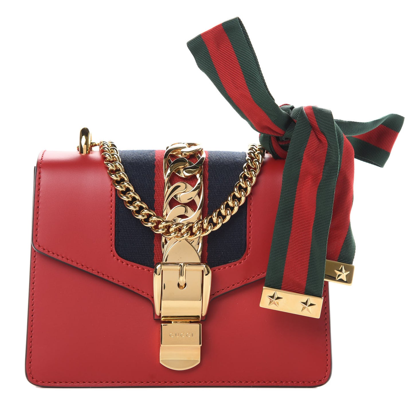 Calfskin Mini Sylvie Chain Shoulder Bag Hibiscus Red