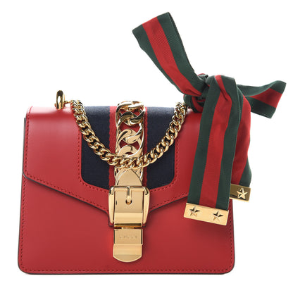 Gucci Calfskin Mini Sylvie Chain Shoulder Bag Hibiscus Red 1 of 10
