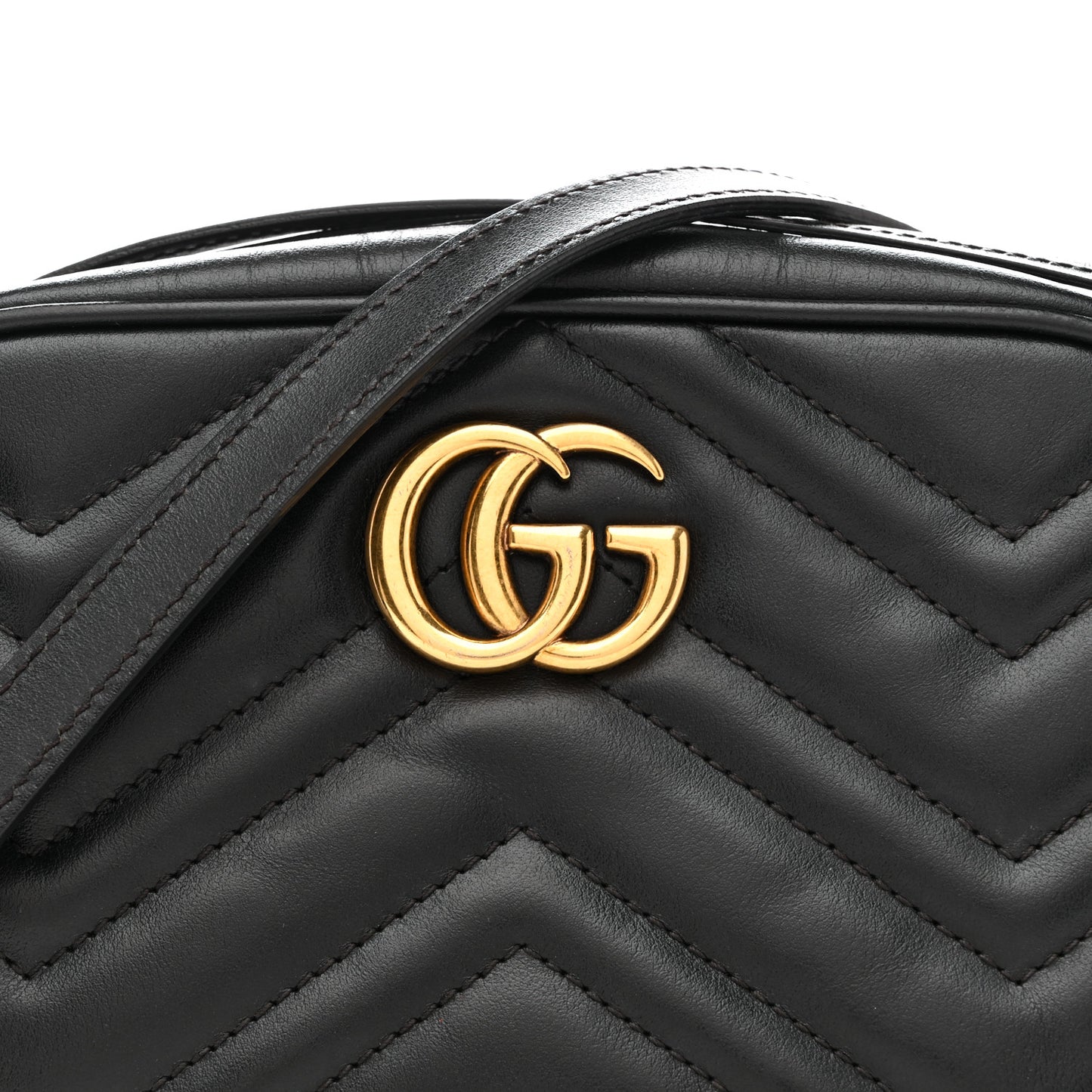 Calfskin Matelasse Mini GG Marmont Chain Shoulder Bag Black