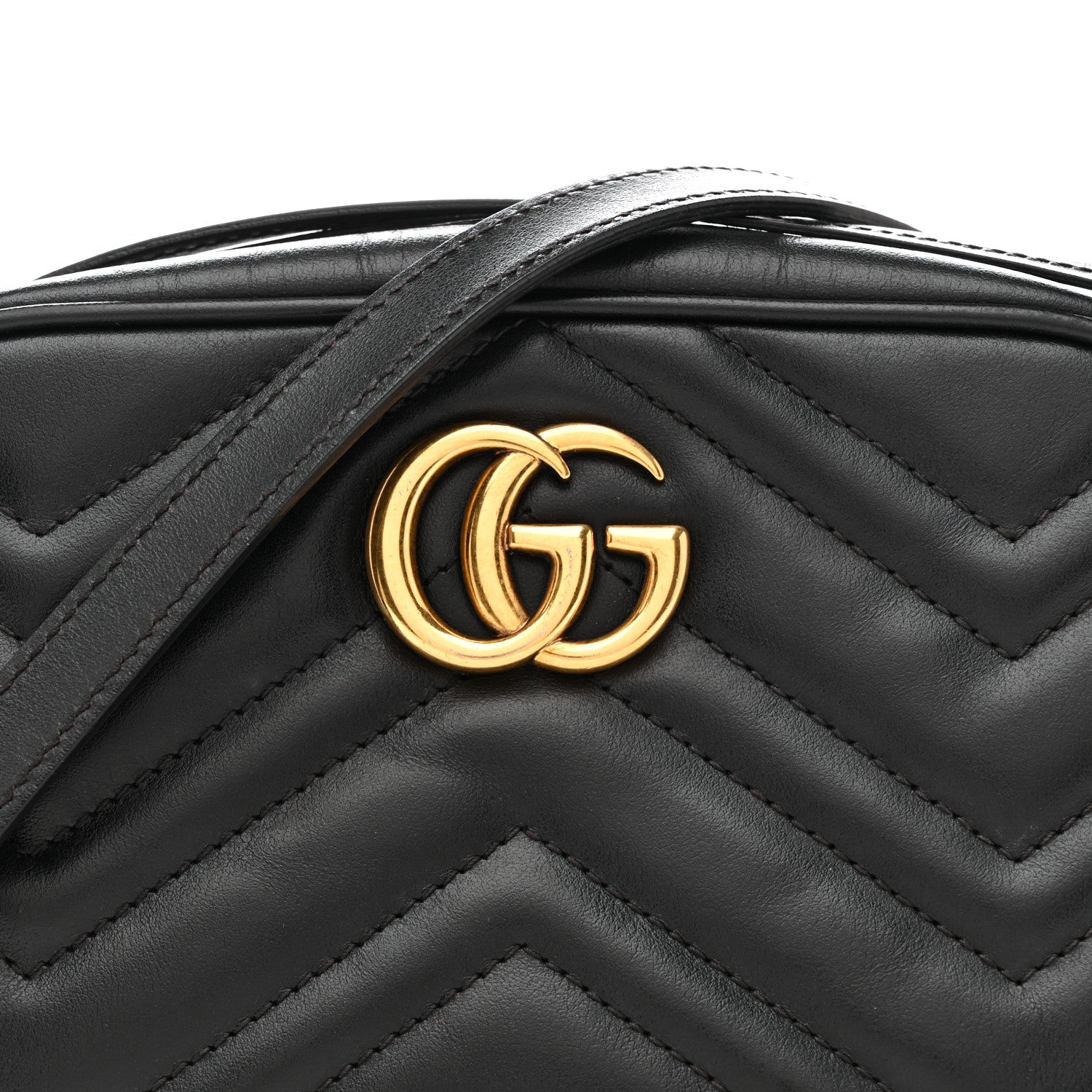 Gucci Calfskin Matelasse Mini GG Marmont Chain Shoulder Bag Black 8 of 14