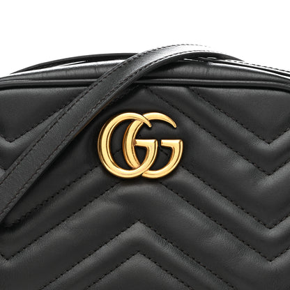 Gucci Calfskin Matelasse Mini GG Marmont Chain Shoulder Bag Black 8 of 14