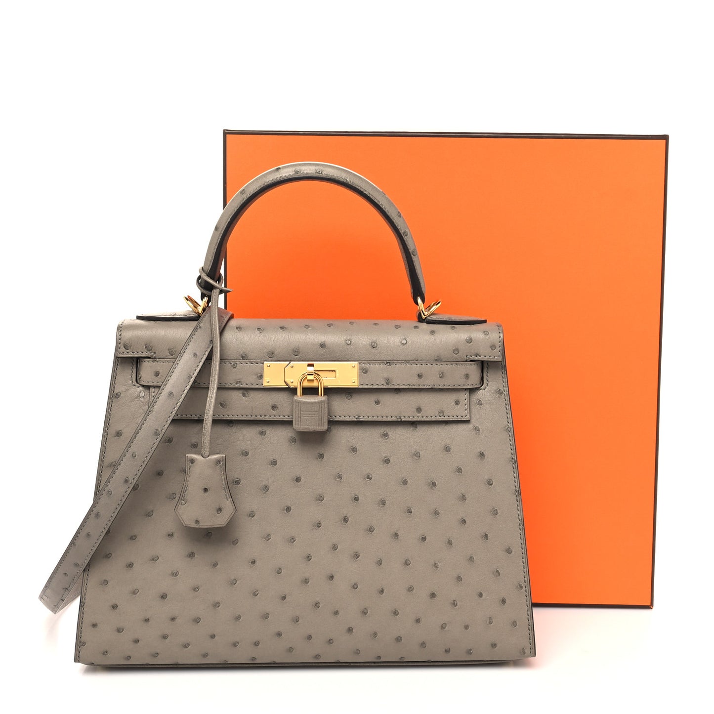 Ostrich Kelly Sellier 28 Gris Tourterelle