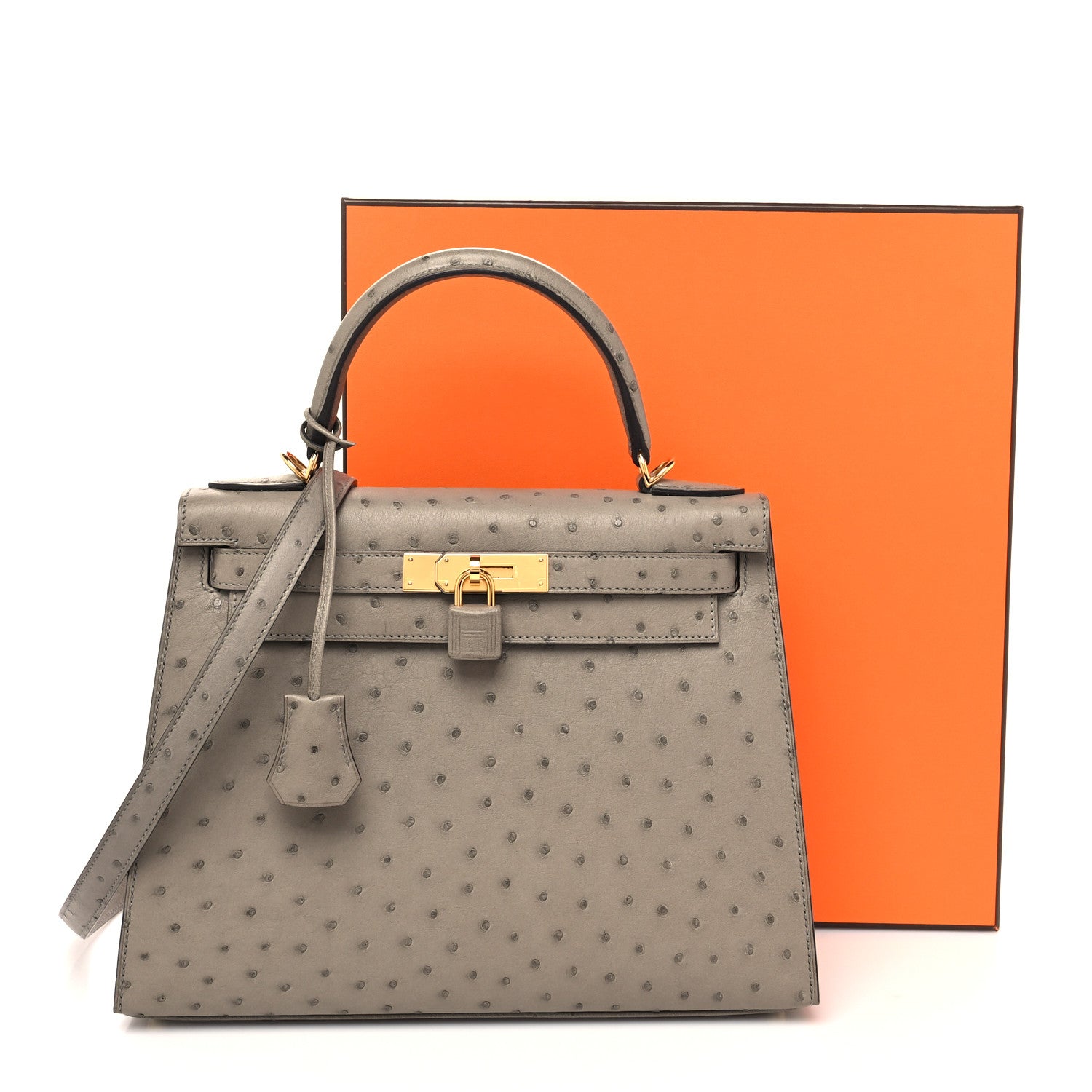 Hermes Ostrich Kelly Sellier 28 Gris Tourterelle 13 of 13