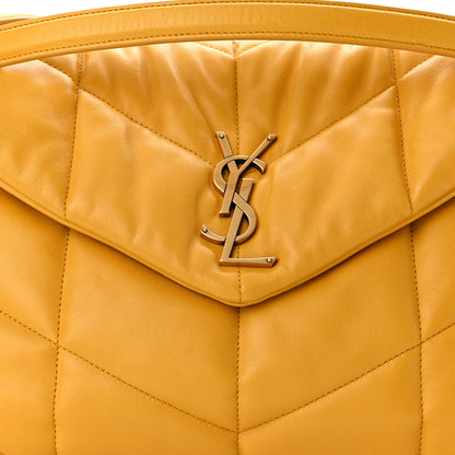 Saint Laurent Lambskin Quilted Medium Loulou Puffer Monogram Chain Satchel Saffran 8 of 10
