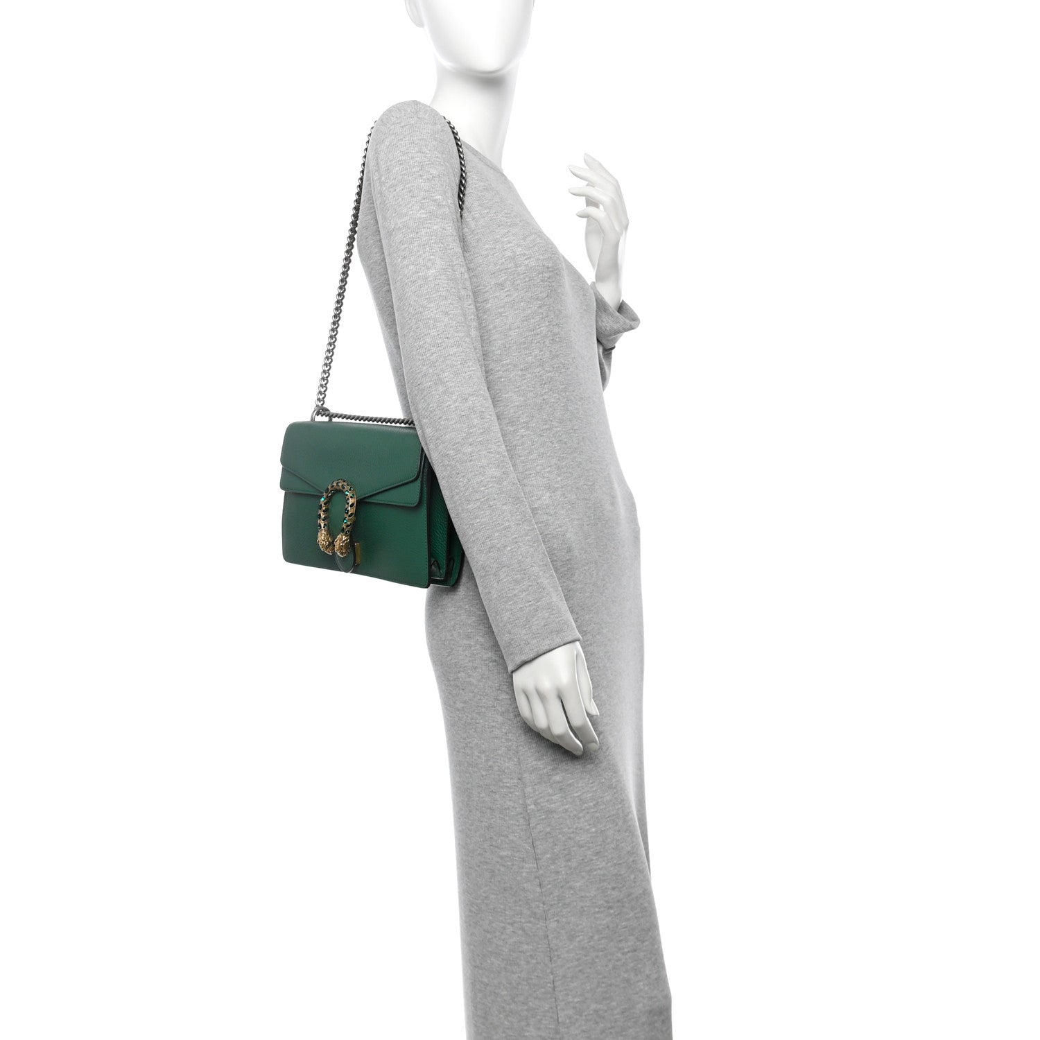 Gucci Pebbled Calfskin Small Dionysus Shoulder Bag Emerald 2 of 13