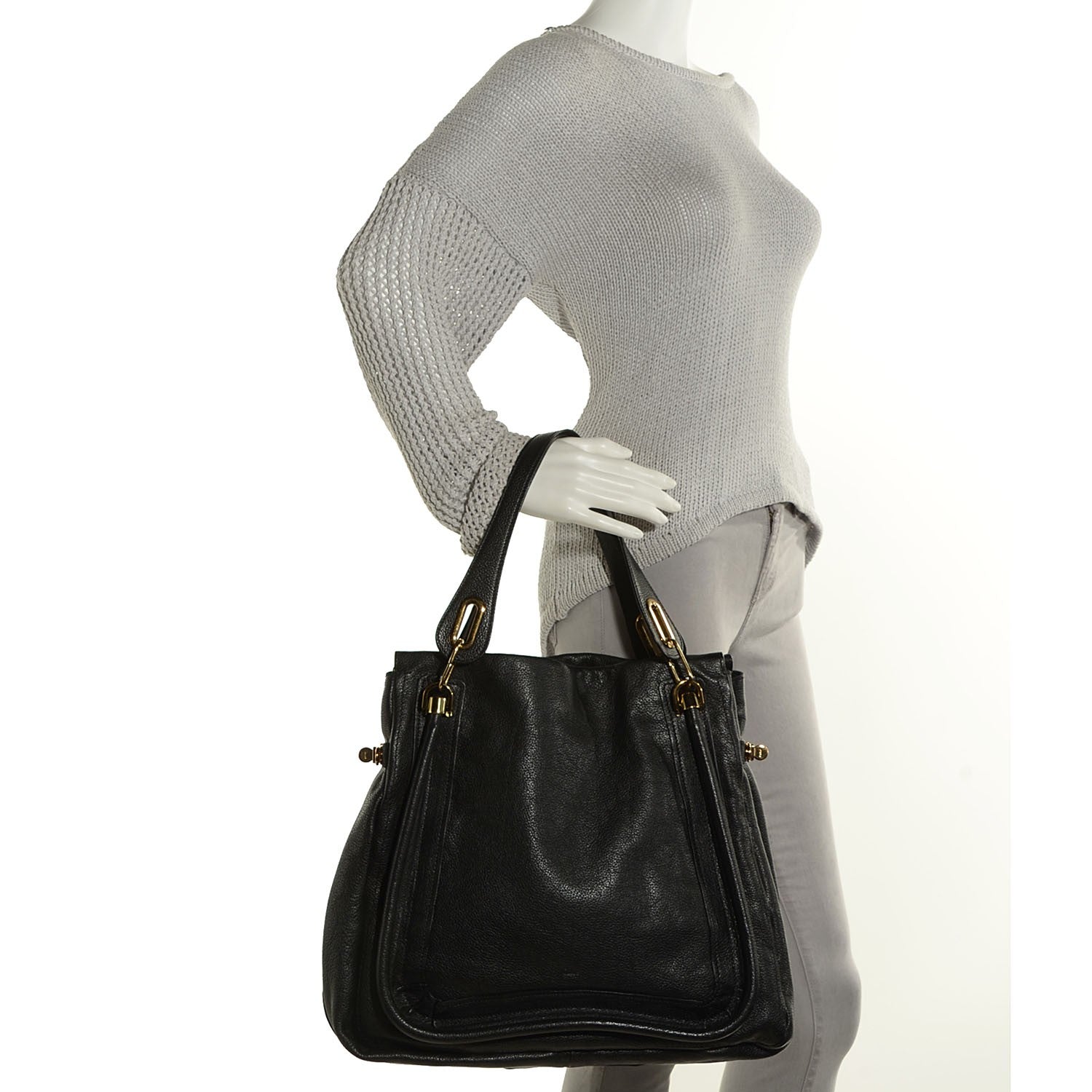 Chloe Calfskin Medium Paraty Tote Black 2 of 10