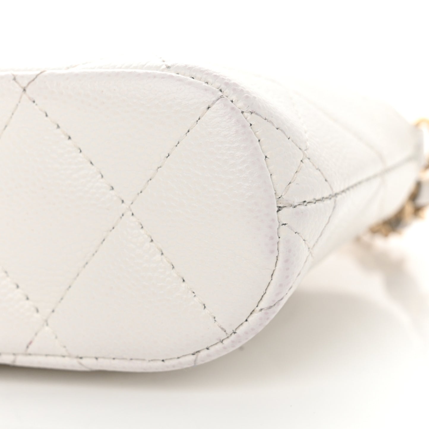 Caviar Quilted Classic Clutch with Chain White