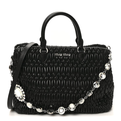 Miu Miu Nappa Matelasse Swarovski Crystal Tote Black 1 of 9