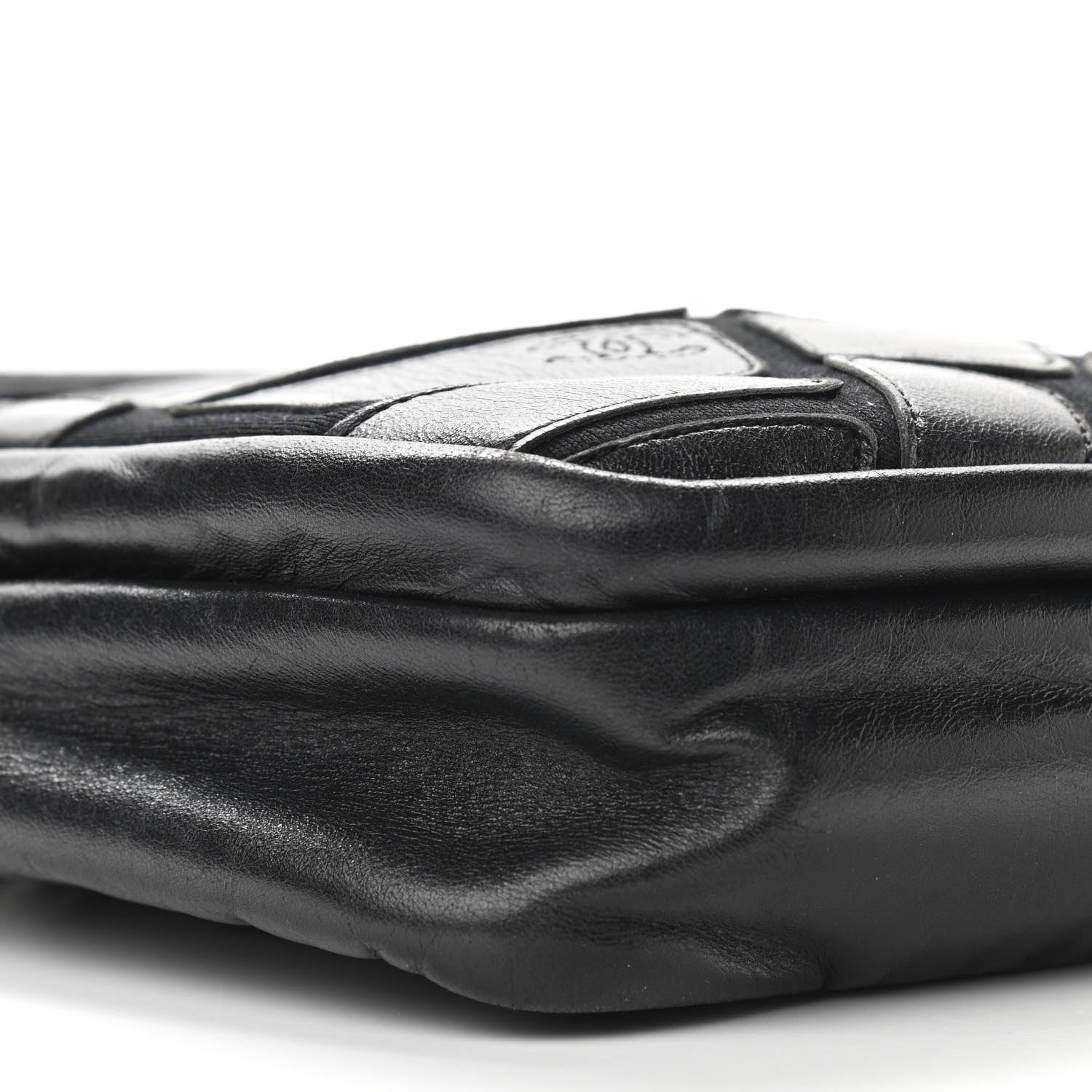 Chanel Lambskin Jersey Scales Zipper Shoulder Bag Black 9 of 10
