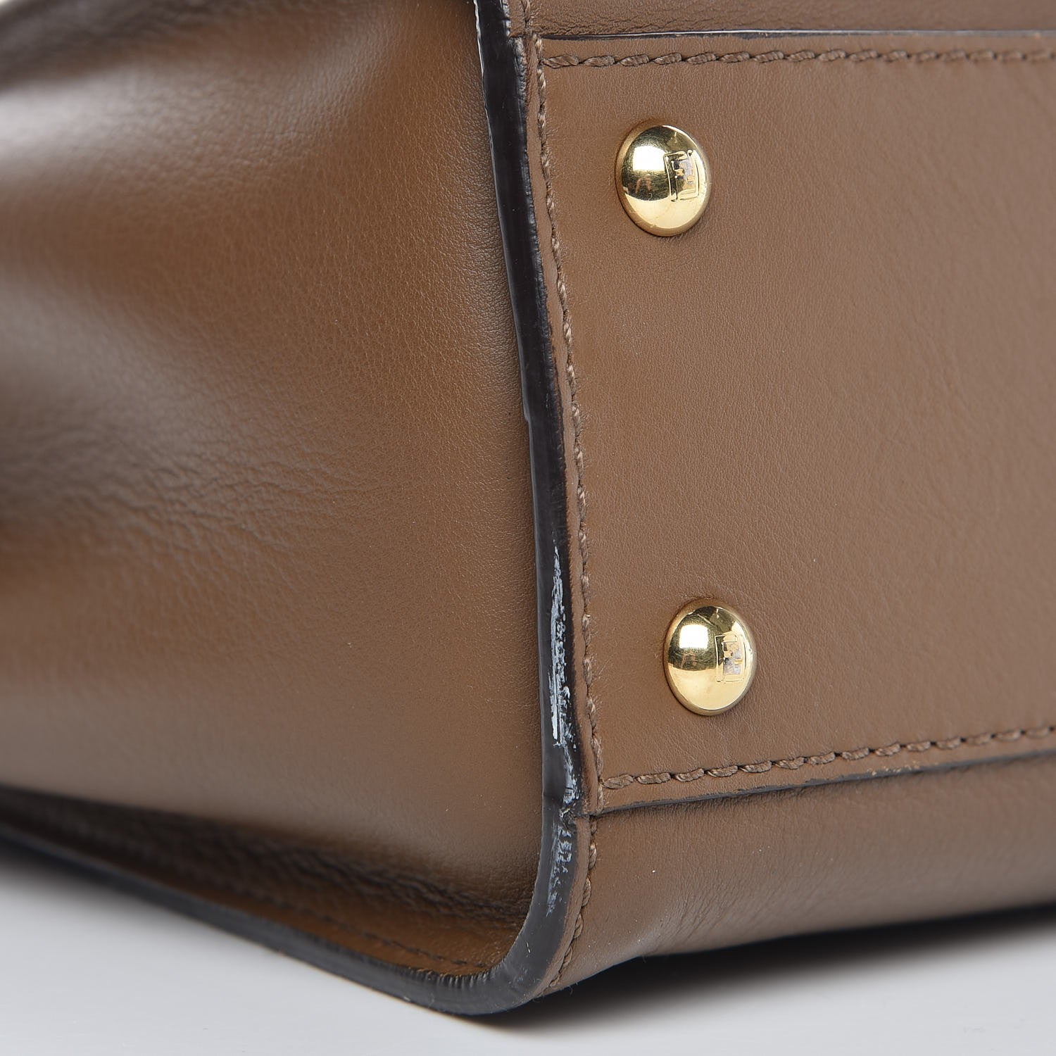 Fendi Vitello Seta Fabric Jacquard Pequin Medium Peekaboo Iconic Satchel Foresta Tobacco 10 of 11