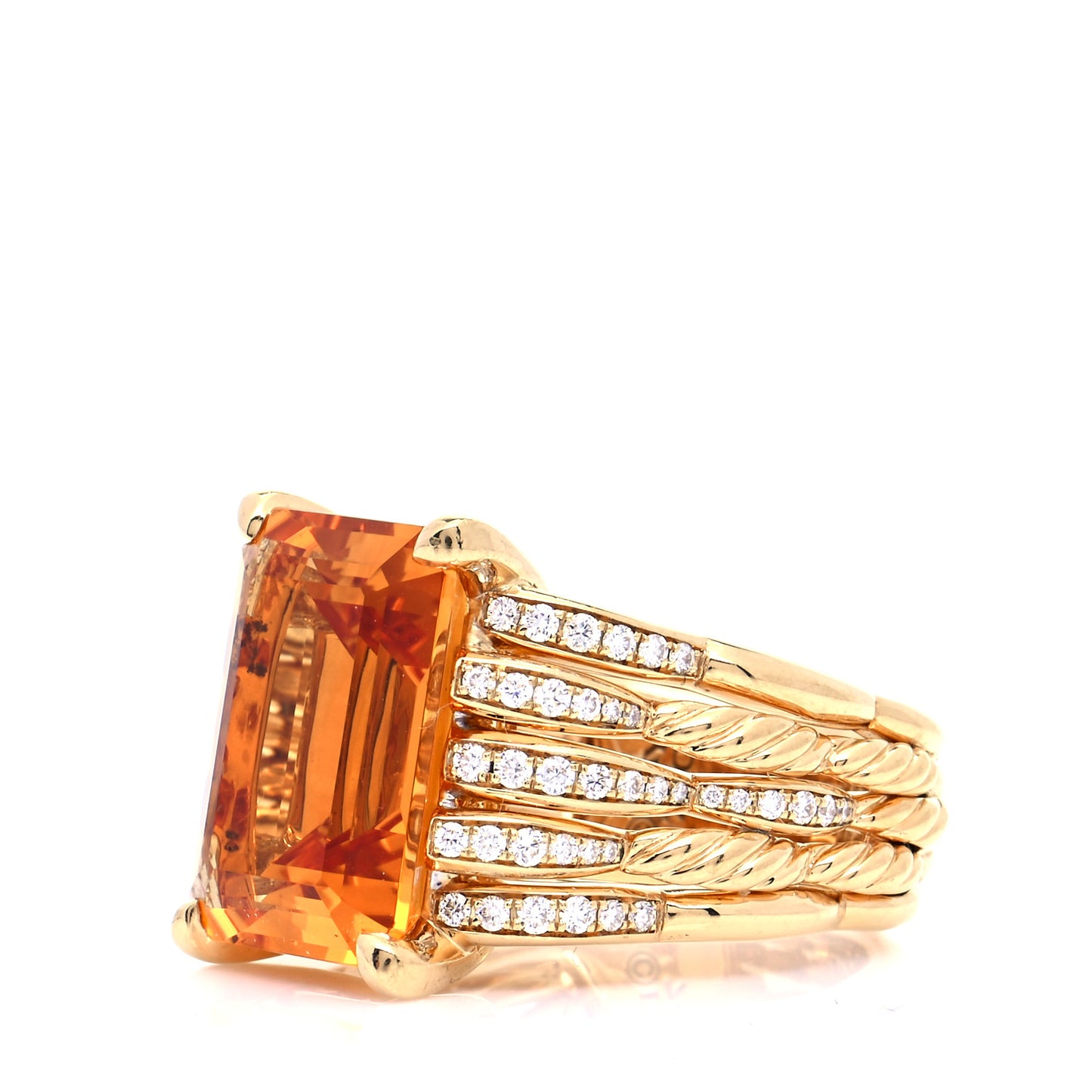 18K Yellow Gold Diamond Citrine 18mm Tides Statement Ring 54 7