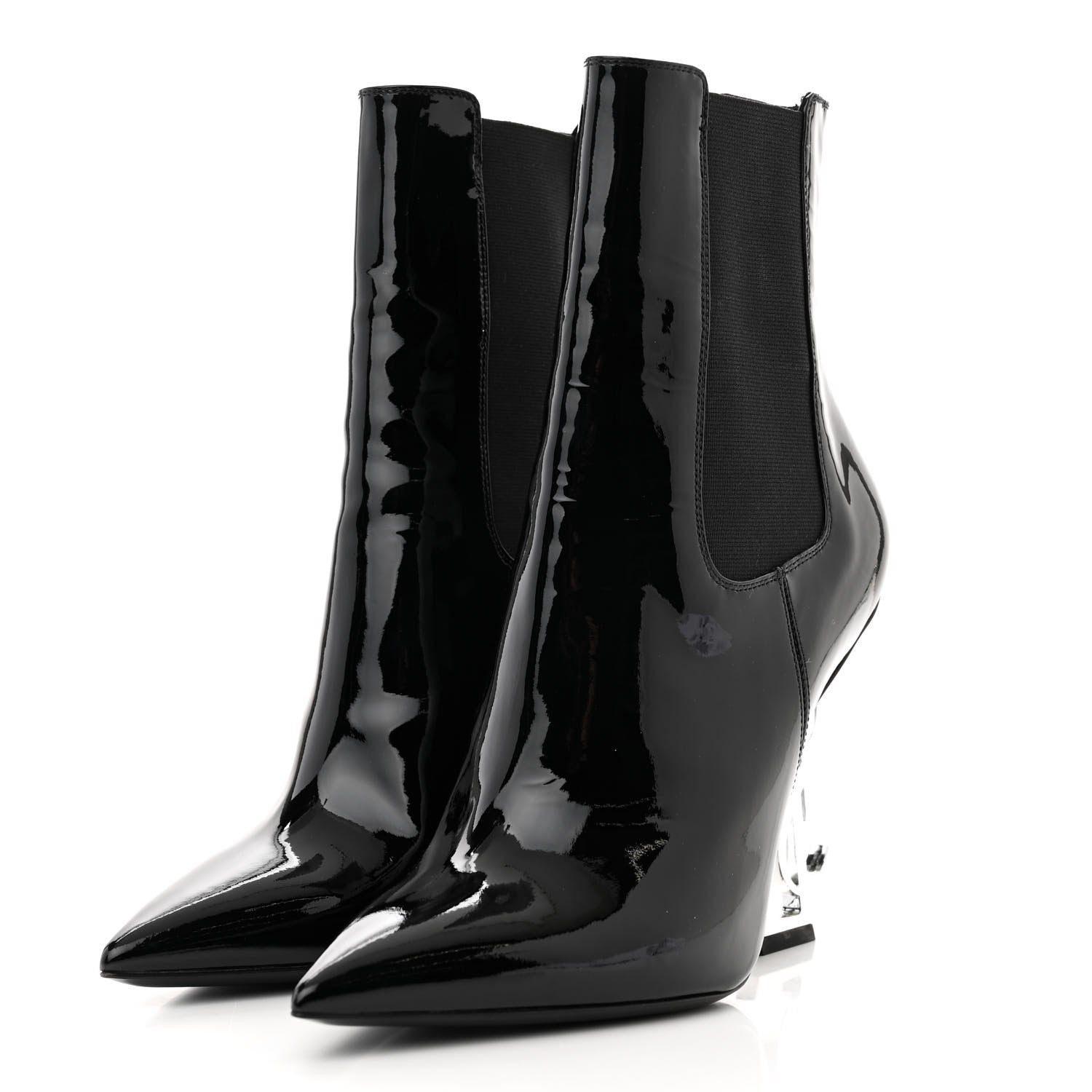 Saint Laurent Patent Opyum Ankle Booties 36 Black 3 of 8